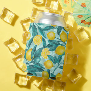 Porta-lata Ramais de limão em azul e amarelo