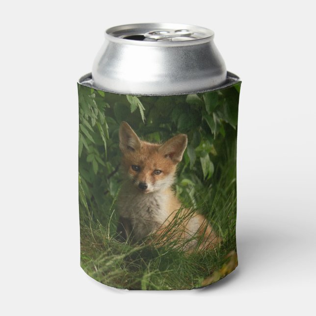 Porta-lata Raposa-bebê-branca numa Floresta Verde (Can Front)