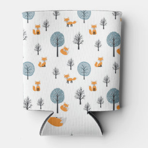 Porta-lata Raposa Florestal: Fundo Branco Vintage