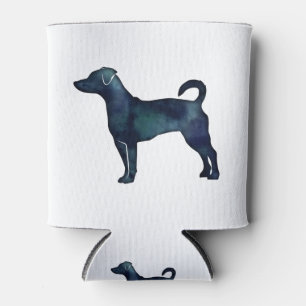 Porta-lata Rat Terrier Dog Breja Silhouette Black Watercolor