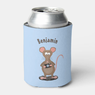Porta-lata Rato engraçado com ilustração de desenho animad