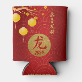 Porta-lata Real Red Dourado Chinês Zodiac Lunar Ano Novo 2024