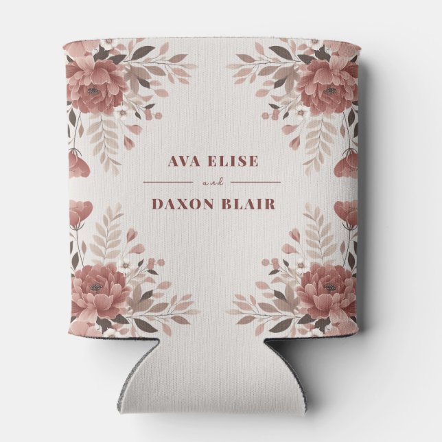 Porta-lata Recepção de casamento Floral Rosa Dusty (Traseira)