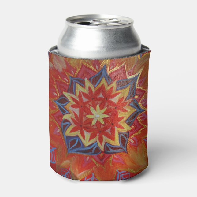 Porta-lata Red and Ouro Mandala Custom Can Cooler (Can Front)