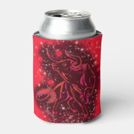 Porta-lata Red Can Cooler Bull Running At Starry Night