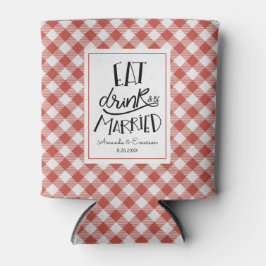 Porta-lata Red Gingham Cheque Comer Bebida Casar