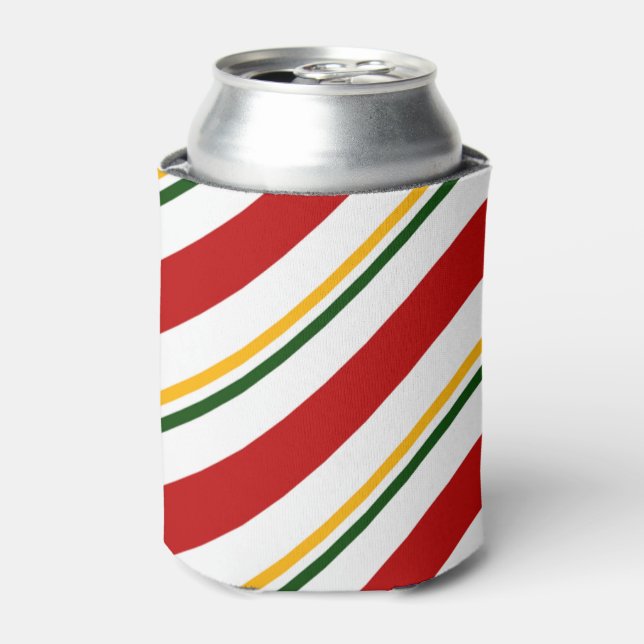 Porta-lata Red Green & Dourado Candy Cane Natal (Can Front)