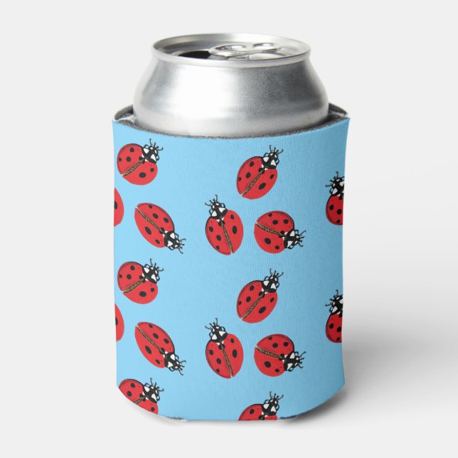 Porta-lata Red Lady Bug Ilustração Azul Claro (Can Front)