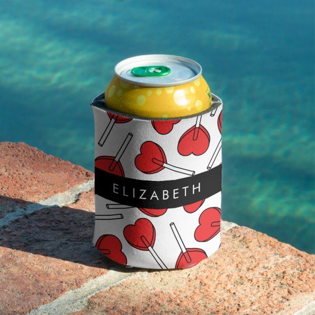 Porta-lata Red Lollipops, Heart Lollipops, Lolly, Your Name (Piscina in situ)