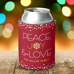 Porta-lata Red Peace Joy Love Christmas Modern Snowflake