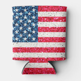 Porta-lata Red White Blue Glitter Patriotic American Flag