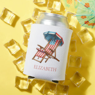 Porta-lata Red White e Blue 4 de julho Praia