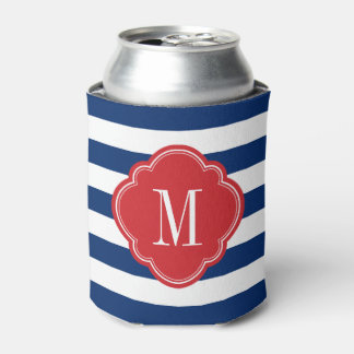 Porta-lata Red White e Blue Patriotic Stripes Monograma