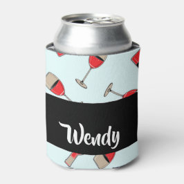 Porta-lata Red wine bottles and glasses pattern