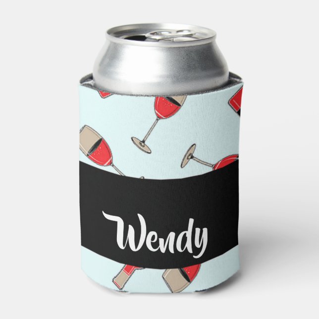 Porta-lata Red wine bottles and glasses pattern (Can Front)