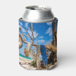 Porta-lata Redes de pesca que secam na praia