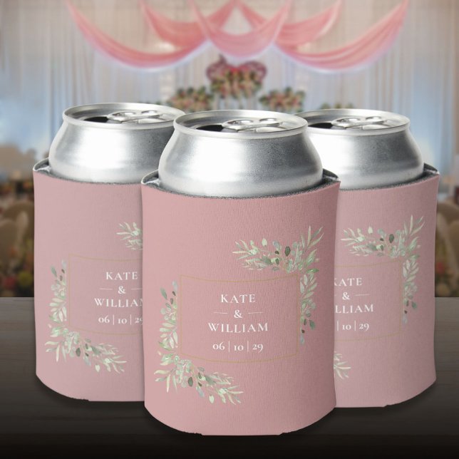Porta-lata Refrigerador de latas de folhagem para casamento e (Dusty Rose Wedding Greenery Foliage Can Cooler)