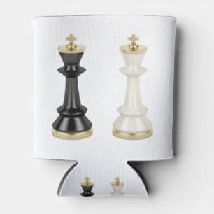 Porta-lata Reis de xadrez preto e branco