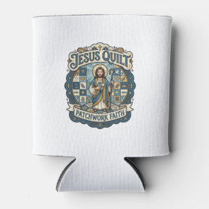 Porta-lata Remendo de Colcha de Jesus Fé Patchwork Jesus Colc