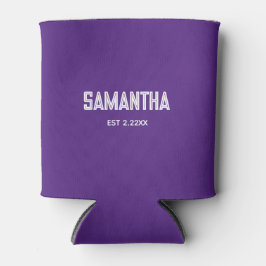 Porta-lata Resfriador de nome monograma roxo e branco
