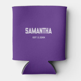Porta-lata Resfriador de nome monograma roxo e branco