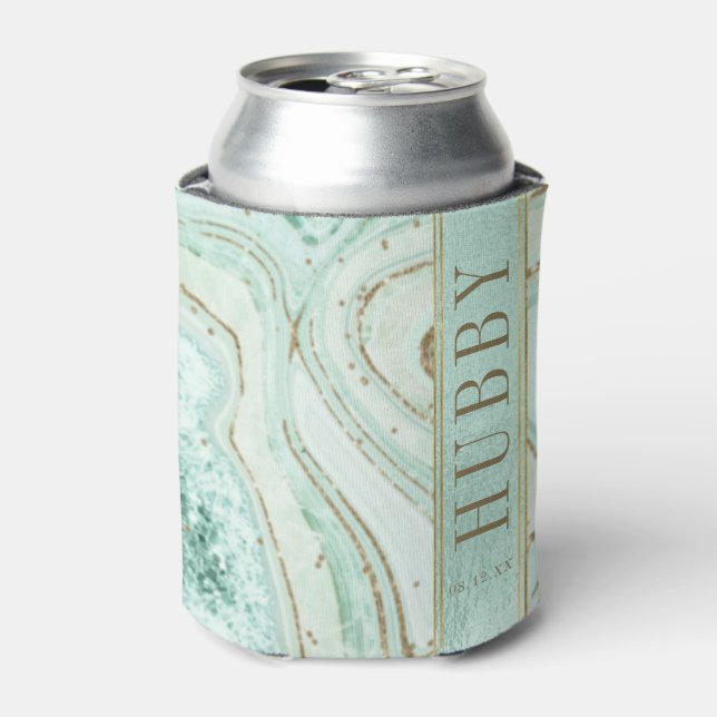 Porta-lata Resumo Agate Wedding Hubby Mint ID827 (Can Front)