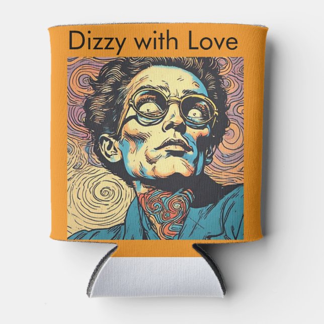 Porta-lata Retrato de Arte Pop Retrô Fundo de Redemoinho Gráf (Frente)