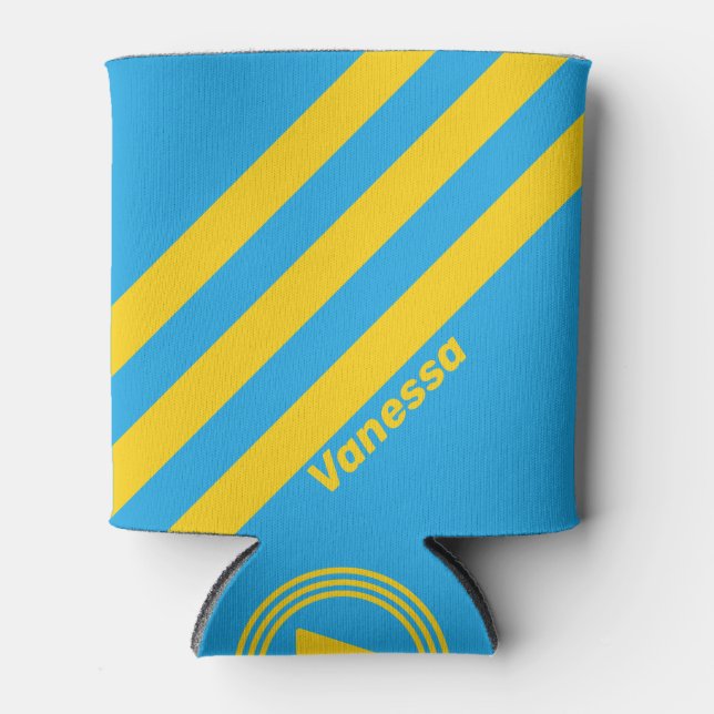 Porta-lata Retro Aqua Reef 3 Stripes com nome (Frente)