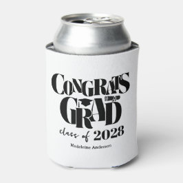 Porta-lata Retro Class of Congrats Graduation Black And White