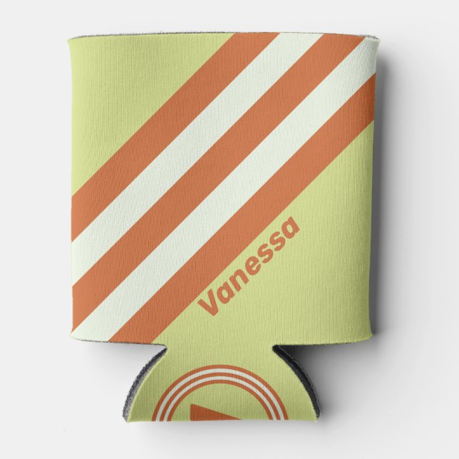 Porta-lata Retro Desert Cactus Stripes with Name (Frente)