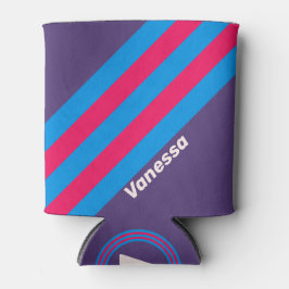 Porta-lata Retro Electric Grape Stripes with Name