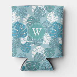 Porta-lata Retro Havaiano Monstera Leaf Summer Blues