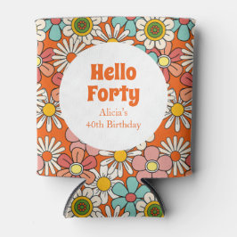 Porta-lata Retro Hippie Groovy Flower Hello Quarty Birthday