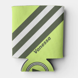 Porta-lata Retro Moss Fade Stripes with Name