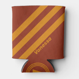 Porta-lata Retro Orange Rust Três Fitas com Nome