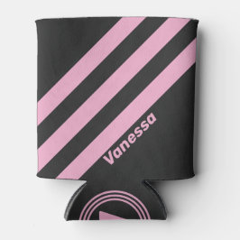 Porta-lata Retro Pink Night Três Listras com Nome
