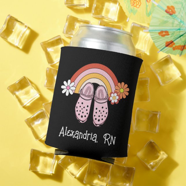 Porta-lata Retro Rainbow e Rubber Clogs Monograma Enfermagem (Verão in situ)
