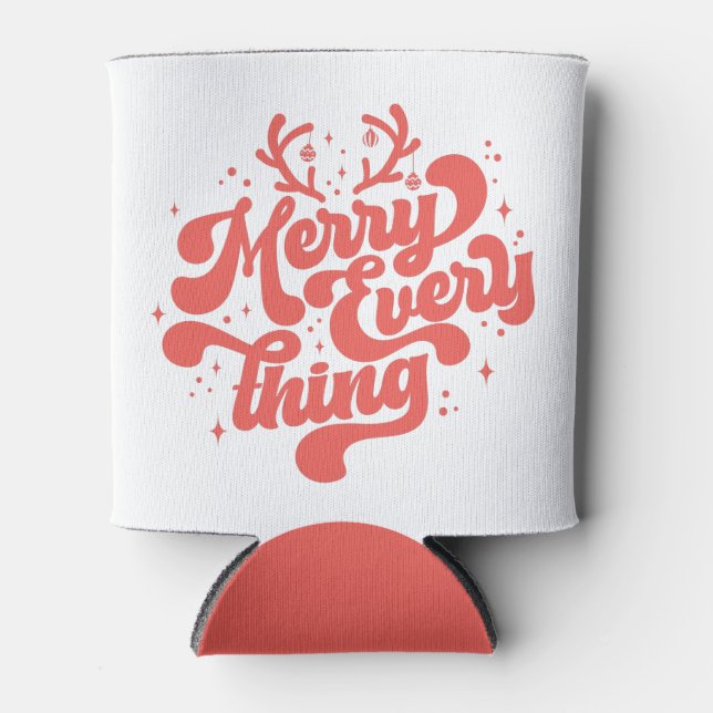 Porta-lata Retro Red White Feliz tudo Feliz Natal (Frente)