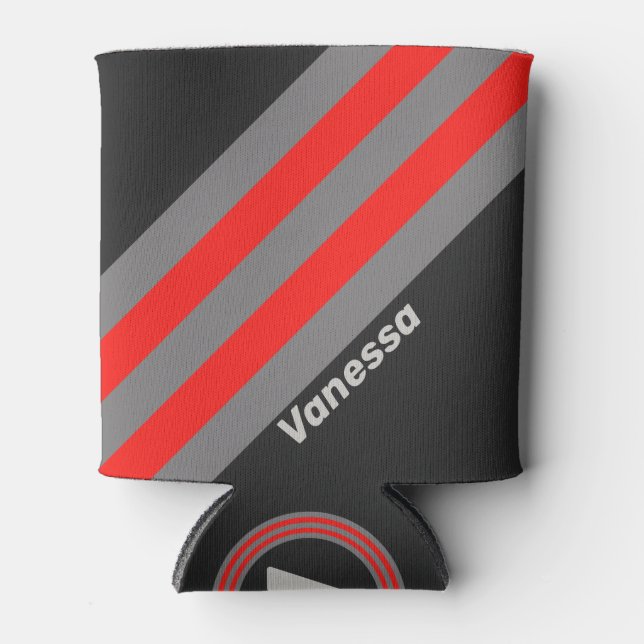 Porta-lata Retro Stormy Sky Stripes with Name (Frente)