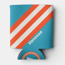 Porta-lata Retro Sunset Tide Rush Stripes with Name