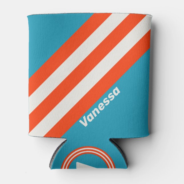 Porta-lata Retro Sunset Tide Rush Stripes with Name (Frente)