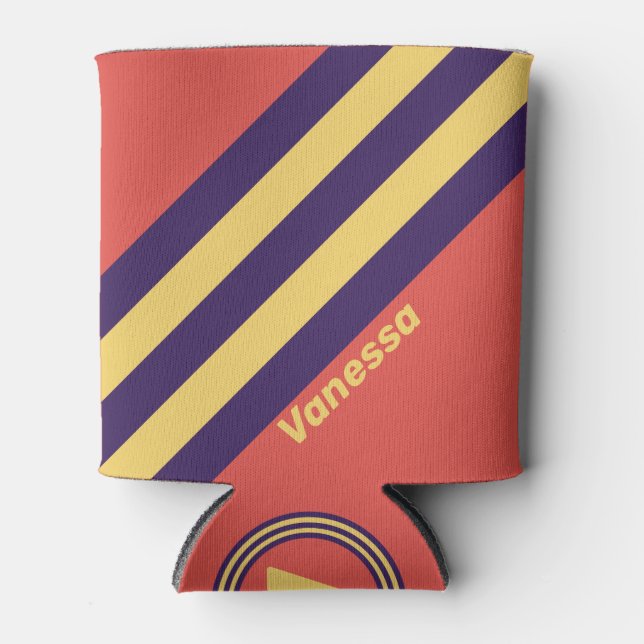 Porta-lata Retro Surf Sunset Stripes with Name (Frente)