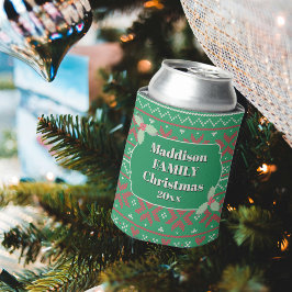 Porta-lata Retro Ugly Christmas Sweater in Green