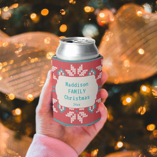 Porta-lata Retro Ugly Christmas Sweater Nordic Red Blue (Criador carregado)