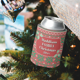 Porta-lata Retro Ugly Christmas Sweater Red Green Holly