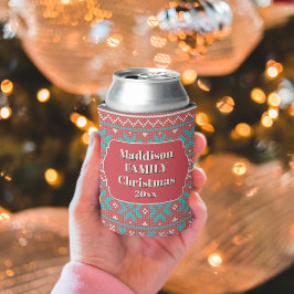 Porta-lata Retro Ugly Christmas Sweater Snowflakes