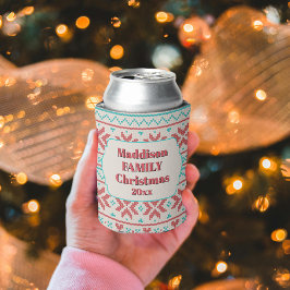 Porta-lata Retro Ugly Christmas Sweater Snowflakes White