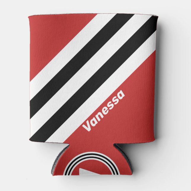 Porta-lata Retro Urban Zebra Stripes with Name (Frente)