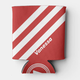 Porta-lata Retro Vermelho Três Listras com Nome