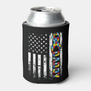 Porta-lata Retro Vintage Americano Flag Autism Dadd